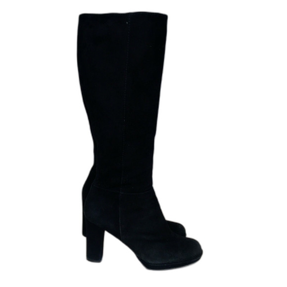Adrienne Vittadini Patrick Suede Heeled boots Black Knee High Zip Up Women's 7.5 - Picture 1 of 12
